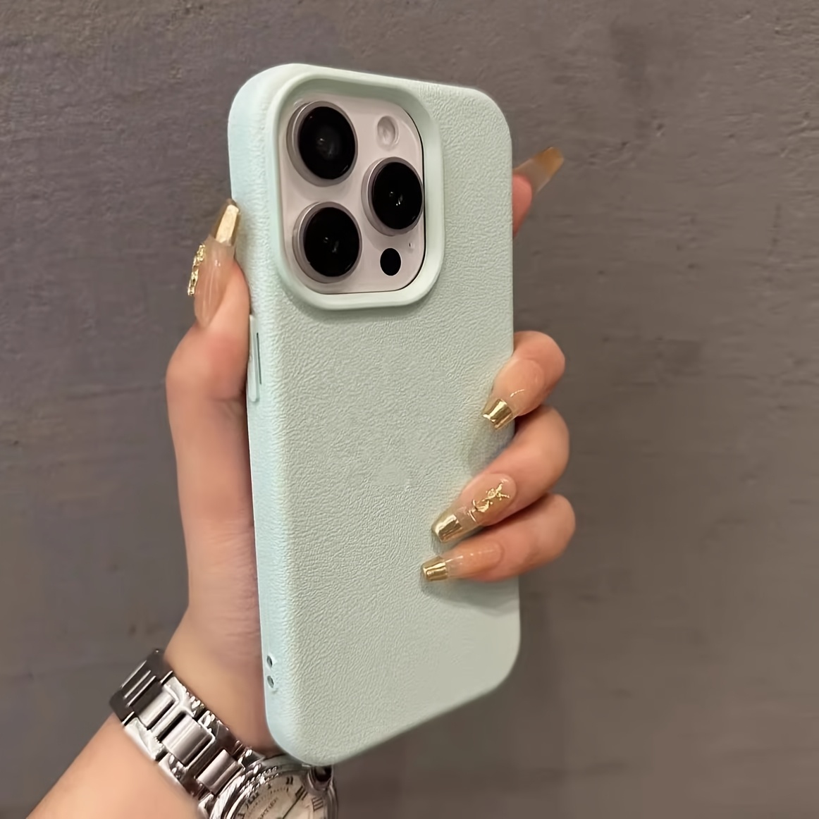 3pcs Set Litchi Pattern Apple 15 Mobile Phone Case Iphone14Promax Simple 13 Frosted 12 All-Inclusive New Anti-Fingerprint 11 Soft Shell Suitable for 16Pro Men And Women Soft Silicone Anti-Fall Protective Cover