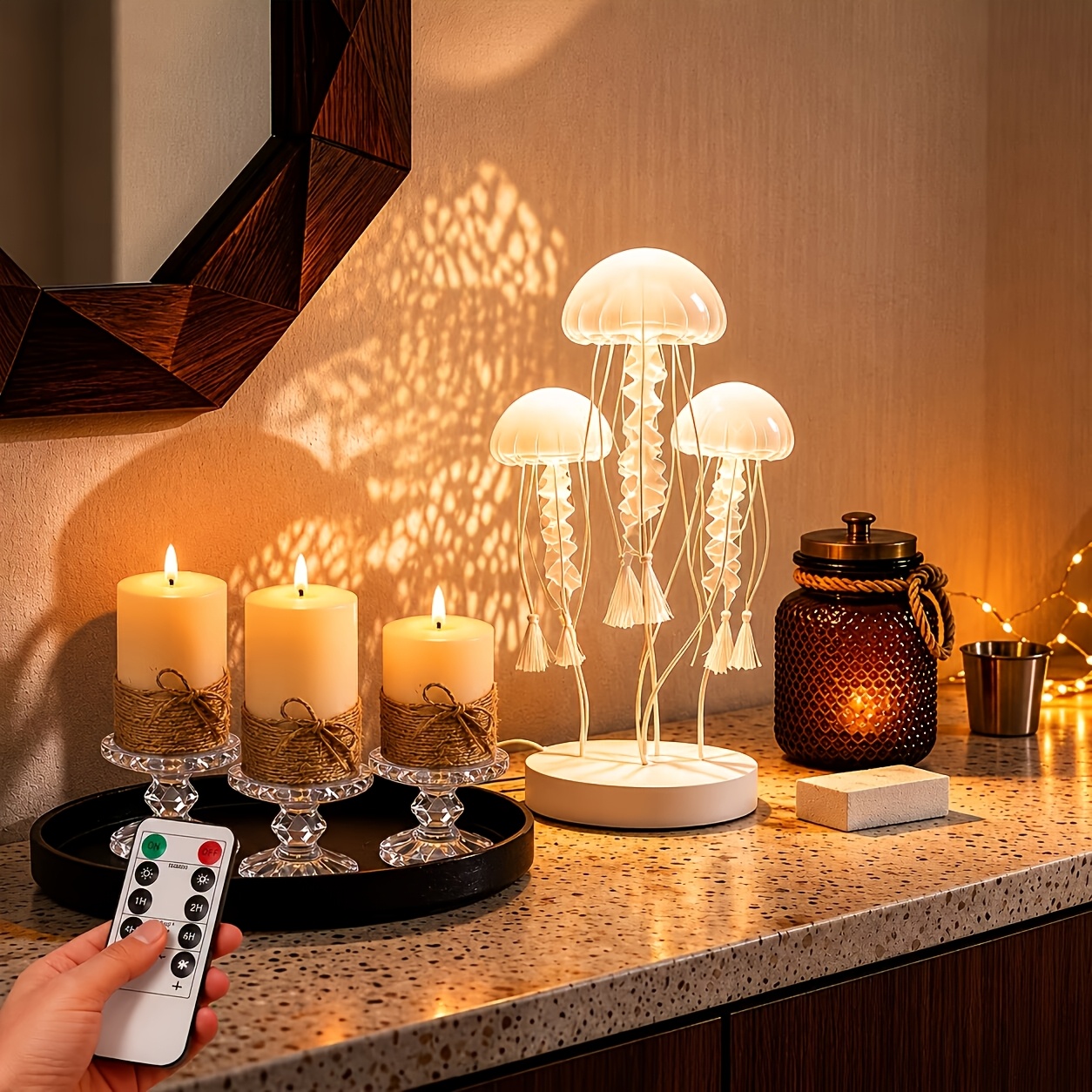 TEMU 3pcs Jute Style Flameless Led Pillar Candles, With Remote Control ( Not Included), Suitable For Home Party Decoration/celebration Holiday