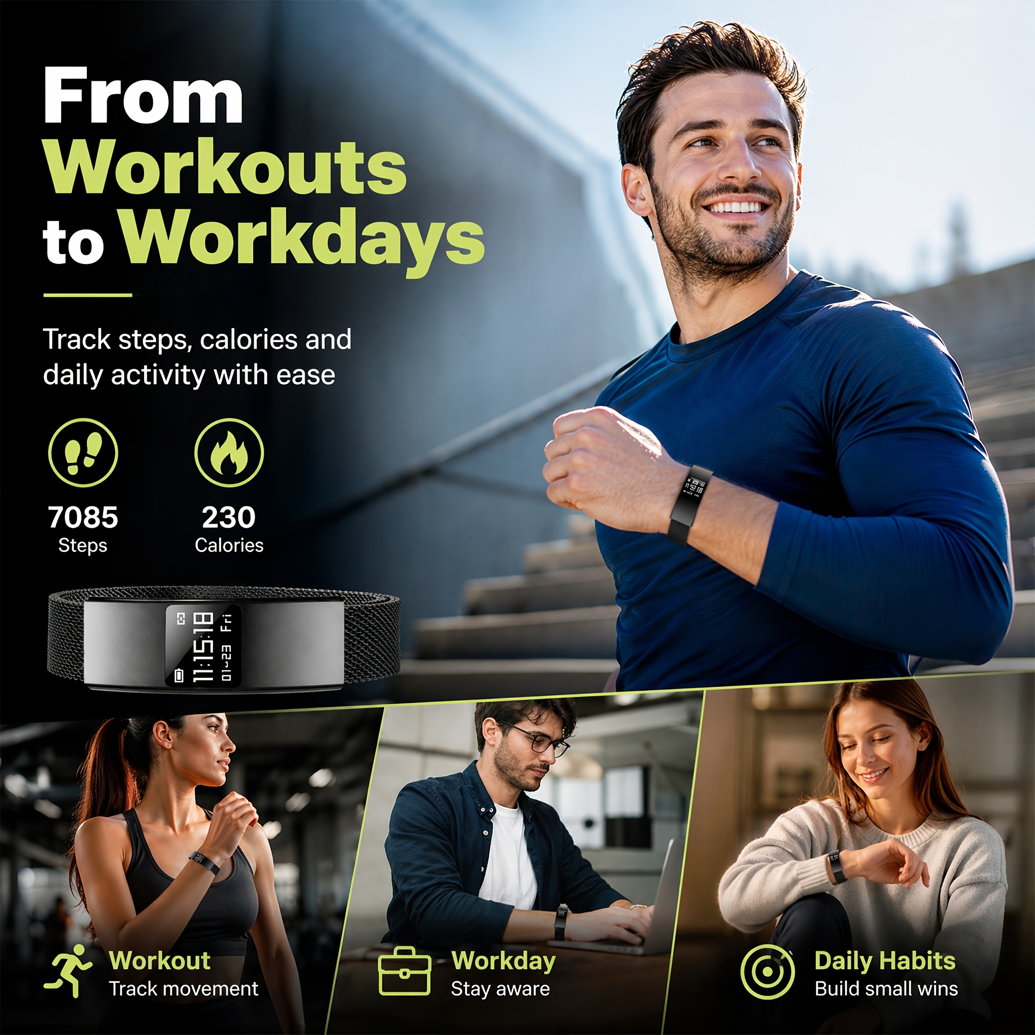 Upgraded Ultra-Thin Smart Bracelet for Fitness Tracking