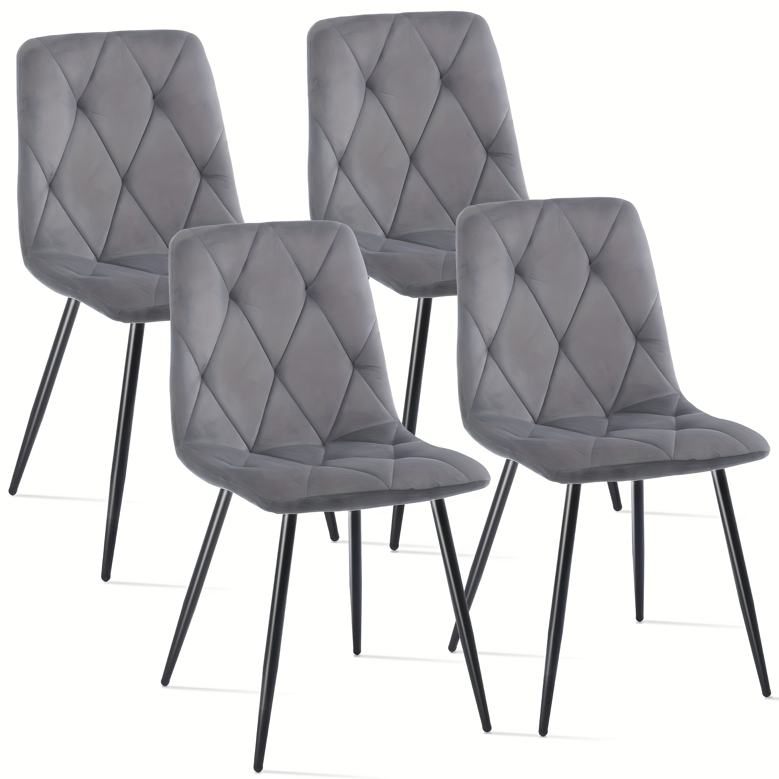 Dining Chairs Set Of 4 Velvet Upholstered Seat With High Back And Sturdy Metal Legs Room Dressing Lounge Chairs - 84*44*38cm
