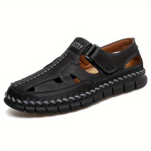 summer mens hollow breathable outdoor sandals pure handmade stitching fashion hole shoes