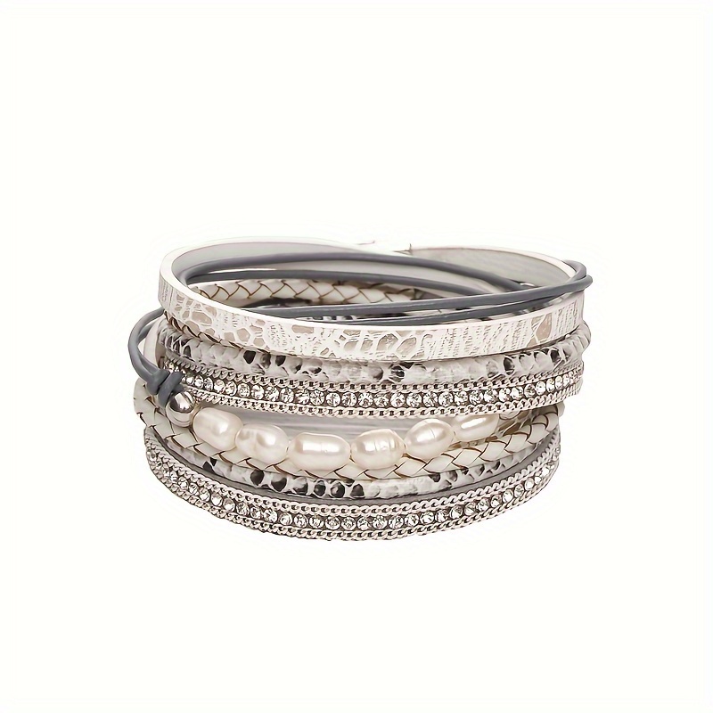 TEMU Leather Wrap Bracelet For Women Cuff Bracelets With Clasp Jewelry For Birthday Holiday Gift