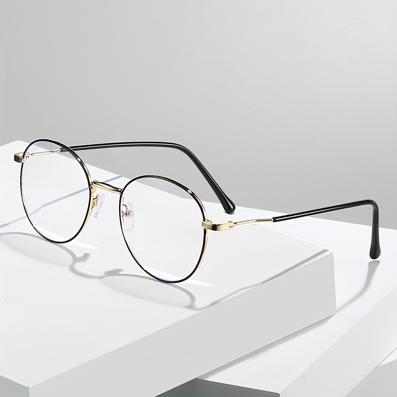 Image of 1pc Round Metal Frame Plain Glasses, Fashionable And Easy Glasses For Men And Women, Suitable For Office Workers And Students To Wear As Daily Additions, Plain Glasses