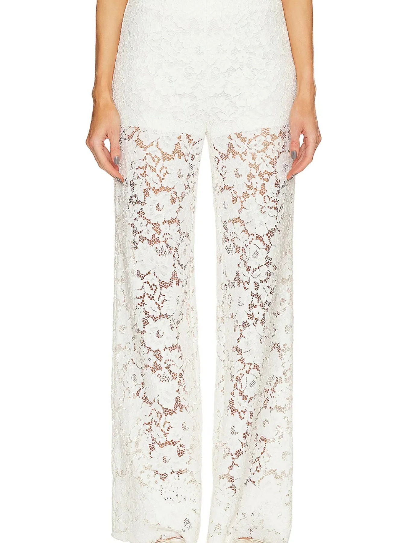 パンツ lace sheer pants melt the lady Women's High Waist Lace Pants Drawstring See Through
