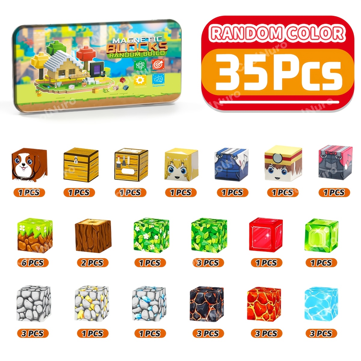 Image of 35 Magnetic Toys With Iron Box | Lava Treasure Hunt Theme, 3d Puzzle, Multiple Colors, Sensory Birthday And Halloween Gifts, Made Of Abs Material, Random Color