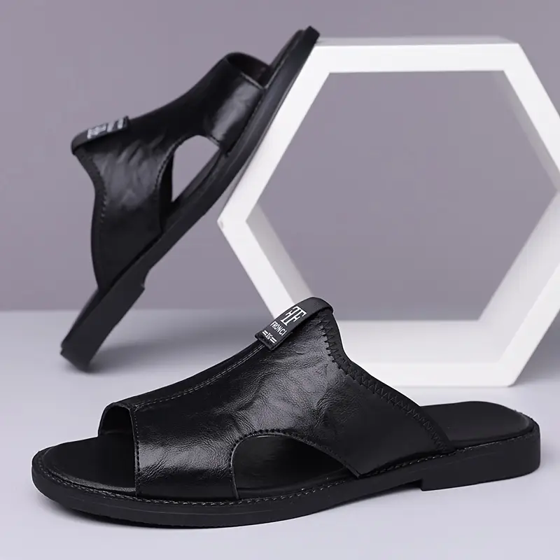 2024 summer new casual mens microfiber slip on sandals breathable lightweight open toe hiking outdoor daily casual vacation details 4