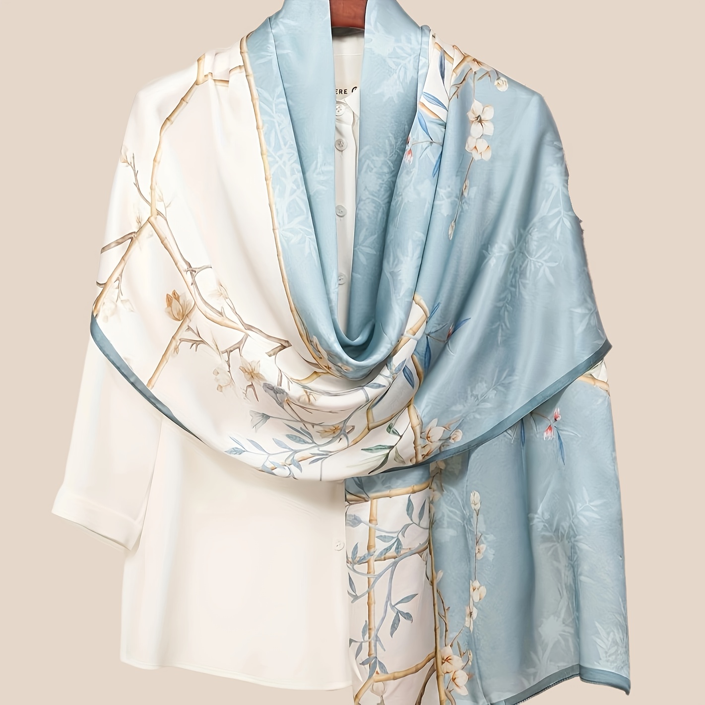 100% Silk Satin 67 X 21 Inch Printed Silk Long Scarf Shawl Headscarf
