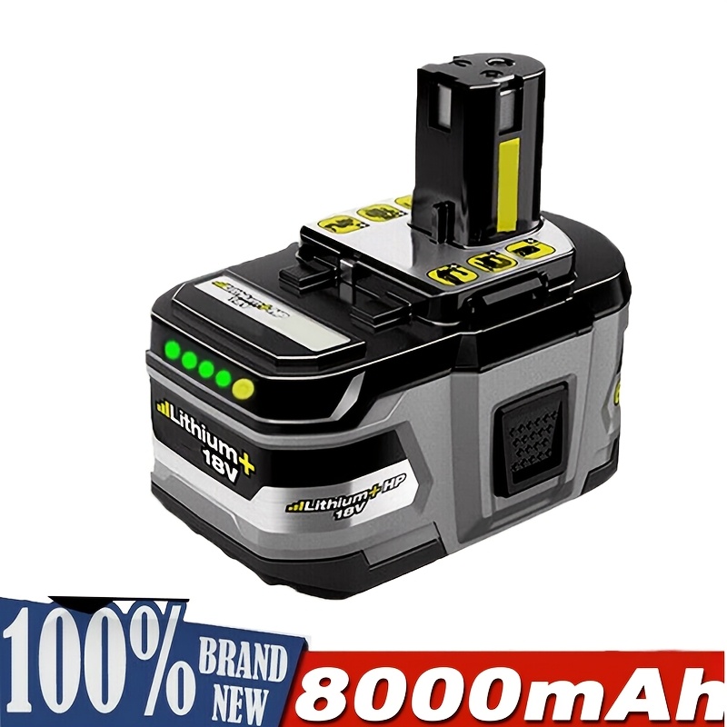 TEMU 2PACK/1PACK P108 8.0AH 18V Batterie Compatible avec Ryobi 18V ONE+ Batterie de Remplacement P108 P104 P105 P107 P109 P122 Batteries d'Outils Fil
