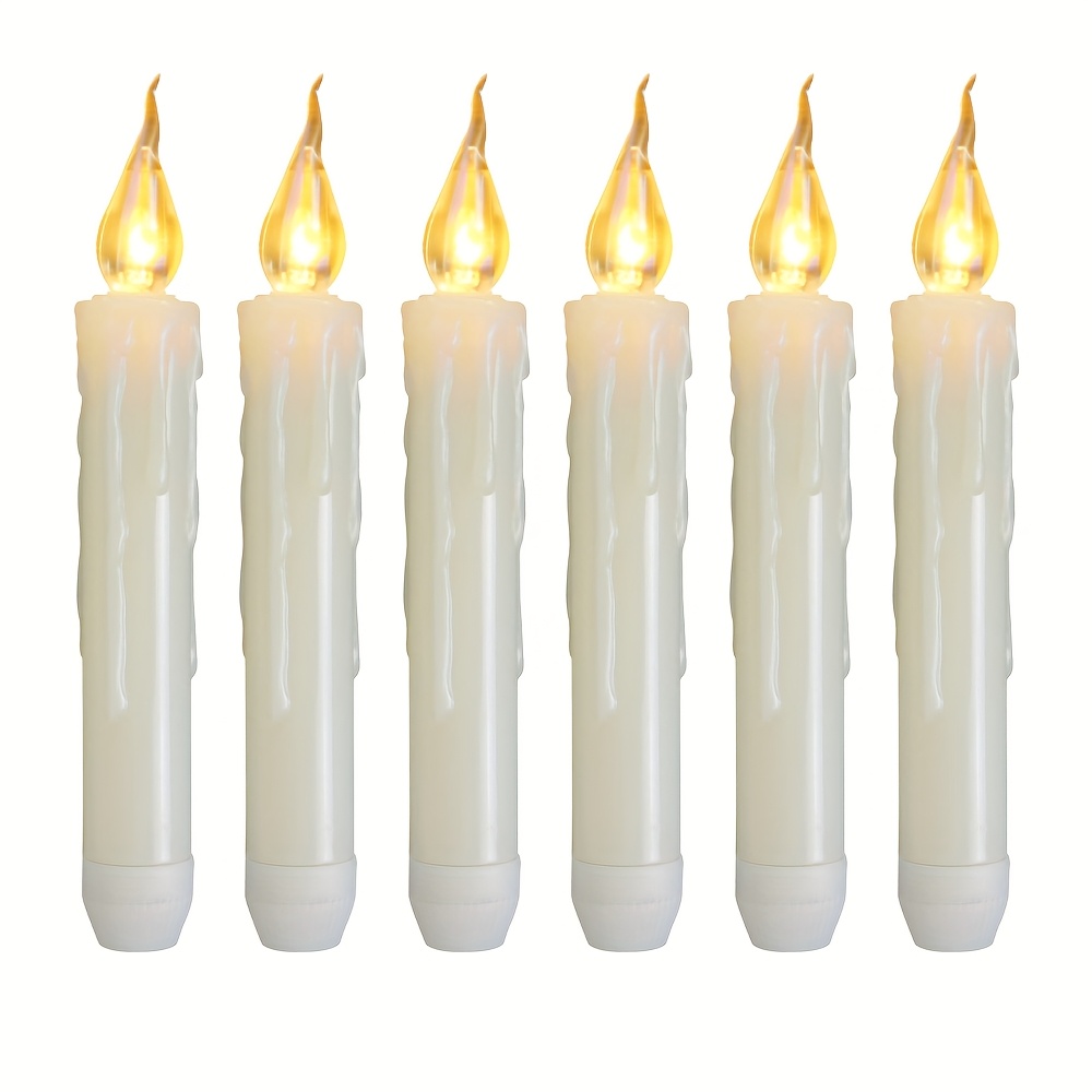TEMU 6-pack Flameless Electronic Candle Lights - Realistic Exquisite Taper Candles, Ideal For Christmas, Banquet Table Decor, Wedding Setup, Home