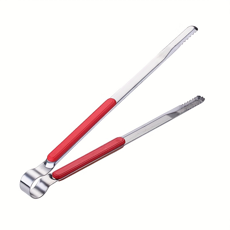 TEMU 1pc Non-slip Grilling Tongs, Food Tongs, Ice Tongs, Bbq Tongs, Meat Cooking Utensils, Barbecue Camping Supplies, Kitchen Accessories
