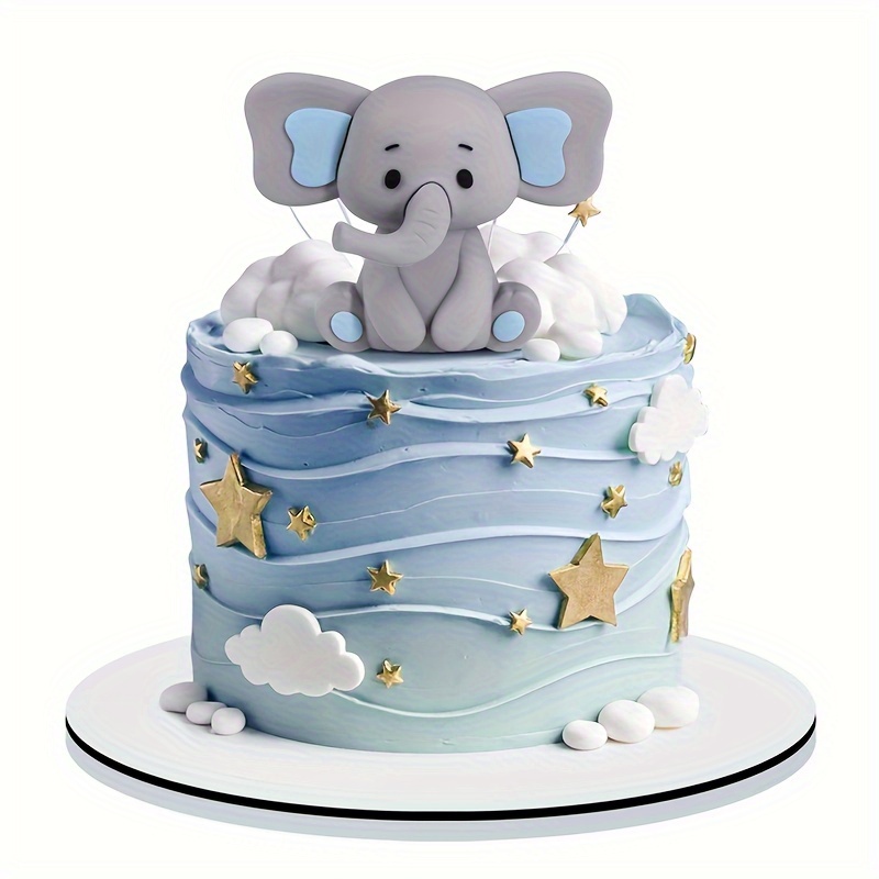 

Adorable Sitting Elephant Cake Topper - Durable Plastic, Perfect For Birthday Parties & Home Decor