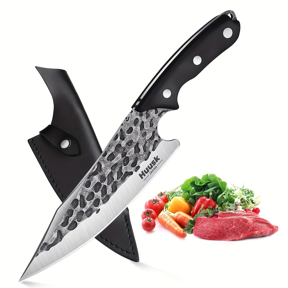

Huusk Chef Knife With Sheath Viking Knife Forged From High Carbon Steel Boning Knife For Meat Cutting Full Tang Butcher Knife Outdoor Cooking Knife For Kitchen Or Camping Christmas Gift