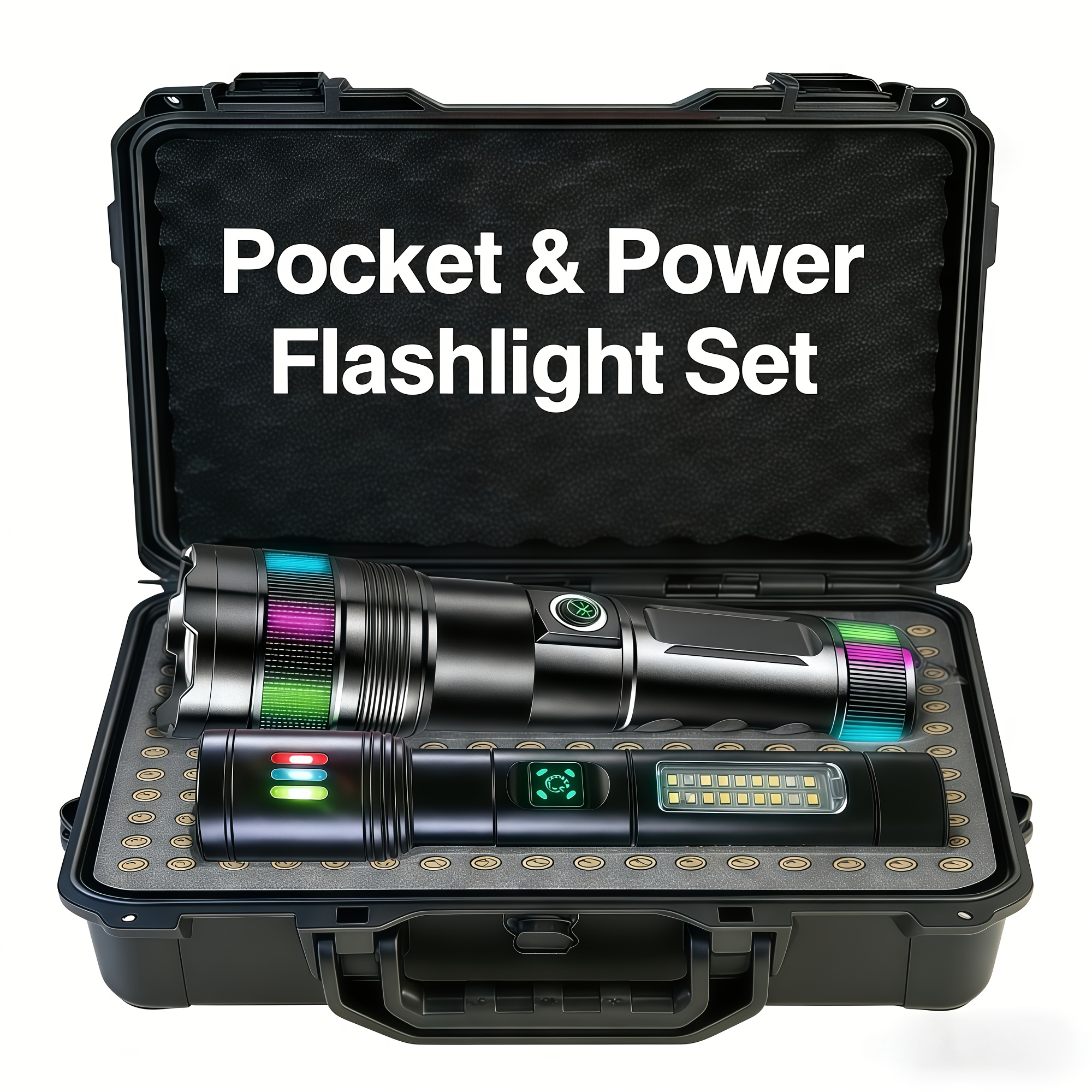 Aluminum Led Flashlight With Lens & Cob Side Light, 7 (including Strobe), Beam, Usb Rechargeable, High Tactical Flashlight For Camping, Outdoor, Emergency, Hunting-can , Survival Gear, Power Outage