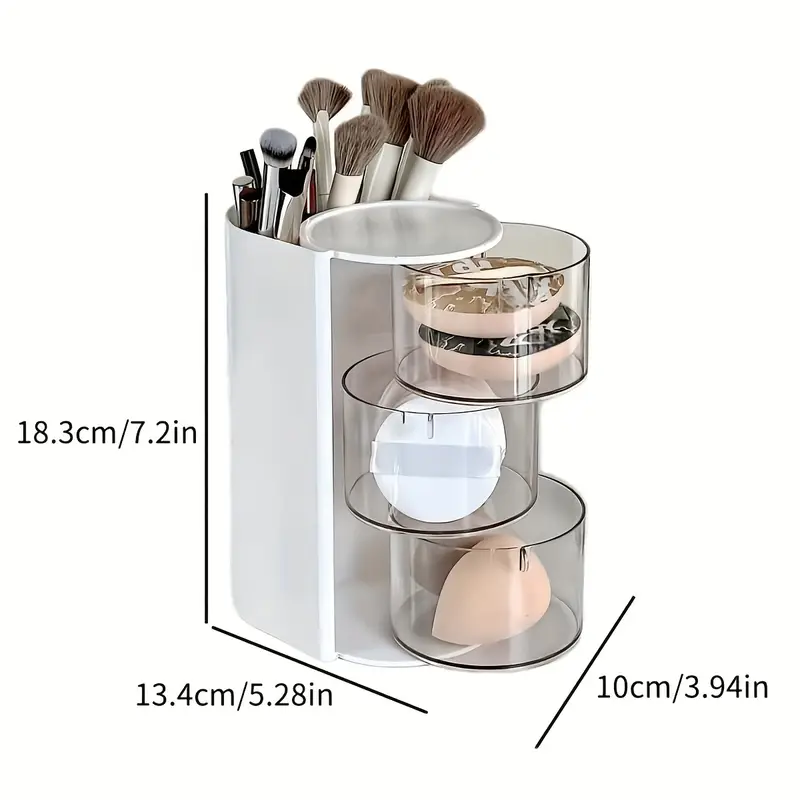 1 layer rotating makeup organizer white pink cosmetic storage box with drawers ideal for powder eyeshadow makeup s sleek desktop organizer for home decor vanity display makeup desk drawer organizer for home storage Product details 3