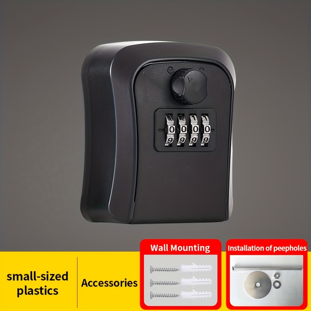 TEMU Boîte à clés murale avec serrure à combinaison pour clés de porte, boîte de rangement durable avec code réinitialisable, accessoire de