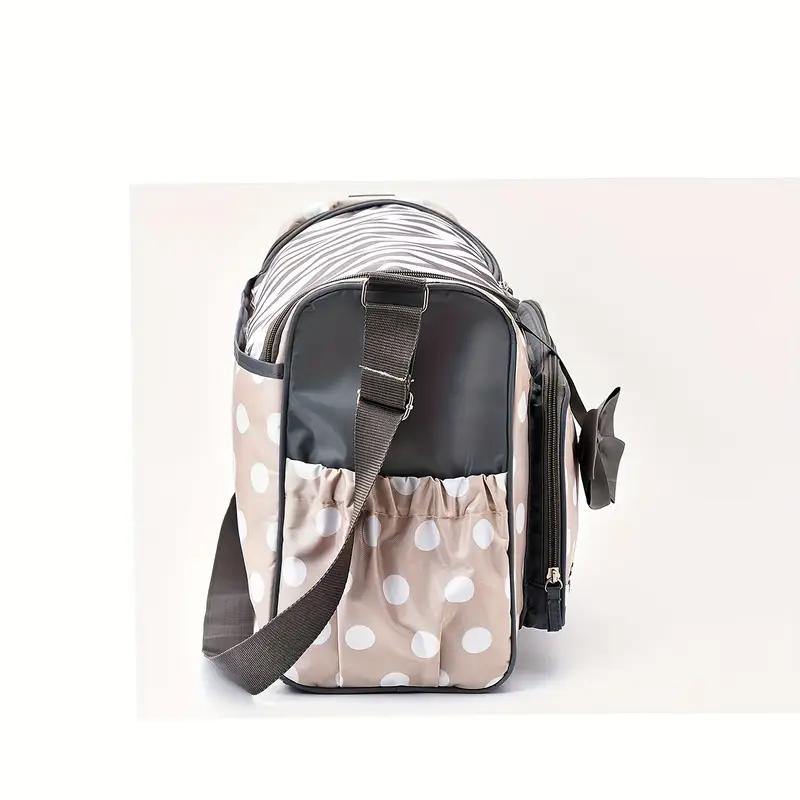 chic polka dot 4pcs parent bag set lightweight nylon diaper bags with crossbody strap for travel details 9