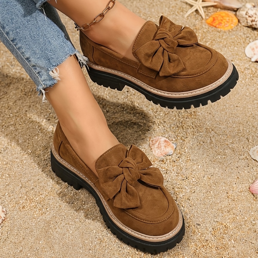 TEMU Women's Fashion Versatile Solid Color Slip-on Elegant Comfortable, Daily Thick-soled Casual Loafers, Women Shoes
