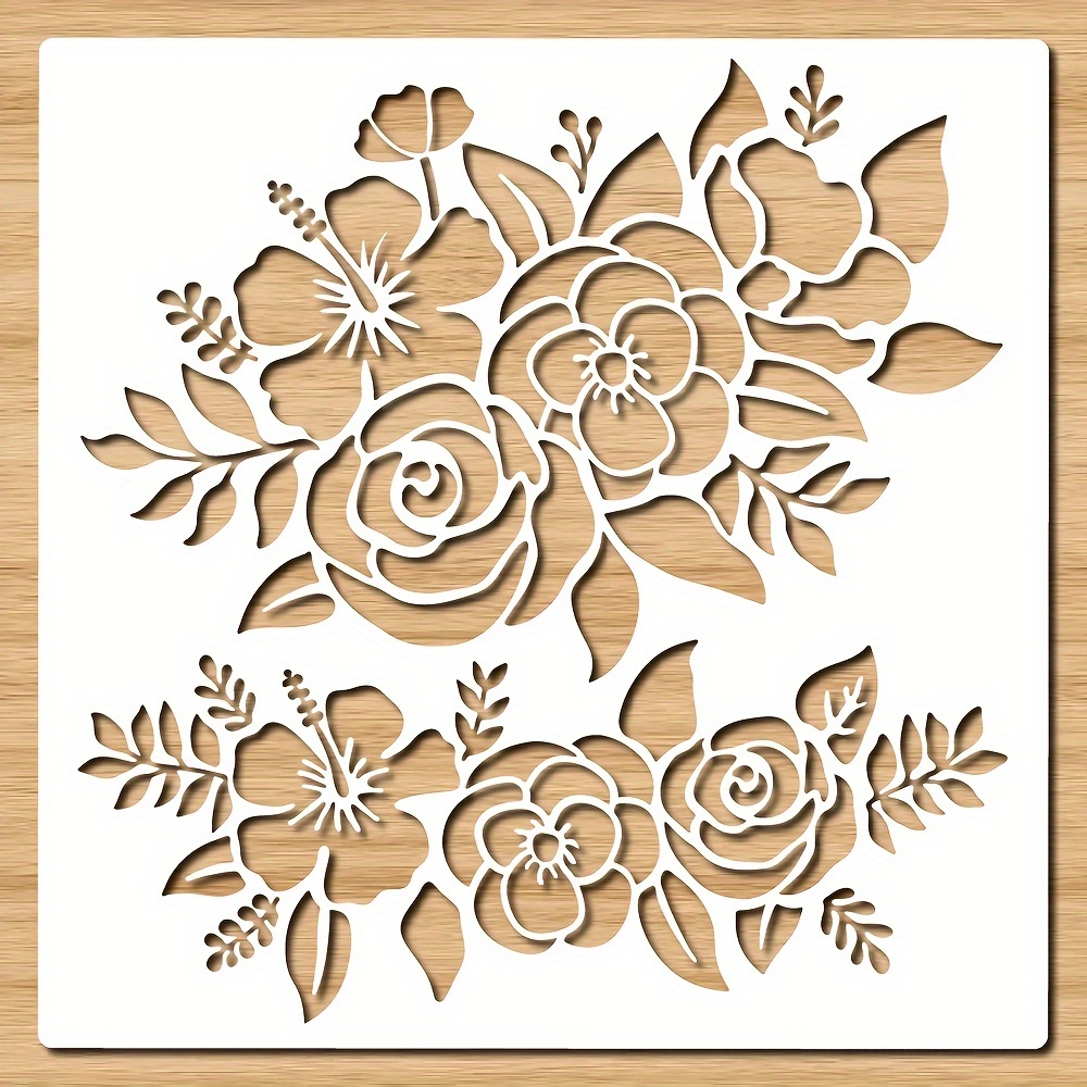 

1pc For Painting On Wood, 11.8 Reusable Bouquet Stencils, Drawing Templates, For Wood & Diy Art Crafts