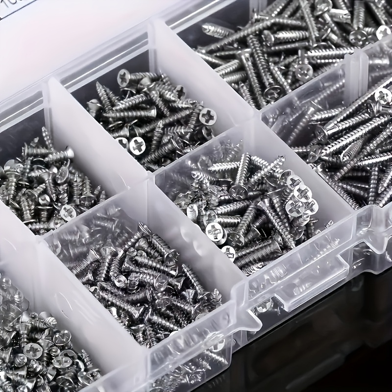 TEMU 560pcs M2 Self-tapping Wood Screws | 6-grade -plated Cross Head Single-direction Drive Fasteners | Heavy-duty For Board, Cabinet Installation &