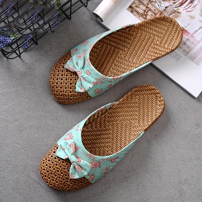 Summer Linen-Blend Cool Slippers, Indoor Non-Slip Thick-Soled Floor Slippers for Women, Home Use, Women Shoes