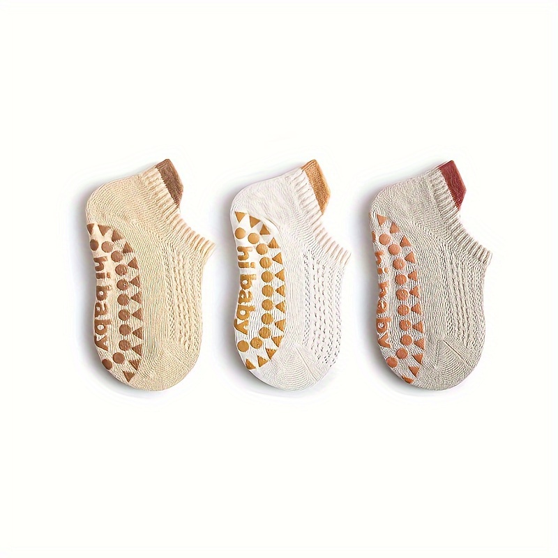 Image of 3 Pairs Of Baby Floor Socks, Thin Mesh Indoor Anti-slip Children's Floor Socks For Boys And Girls