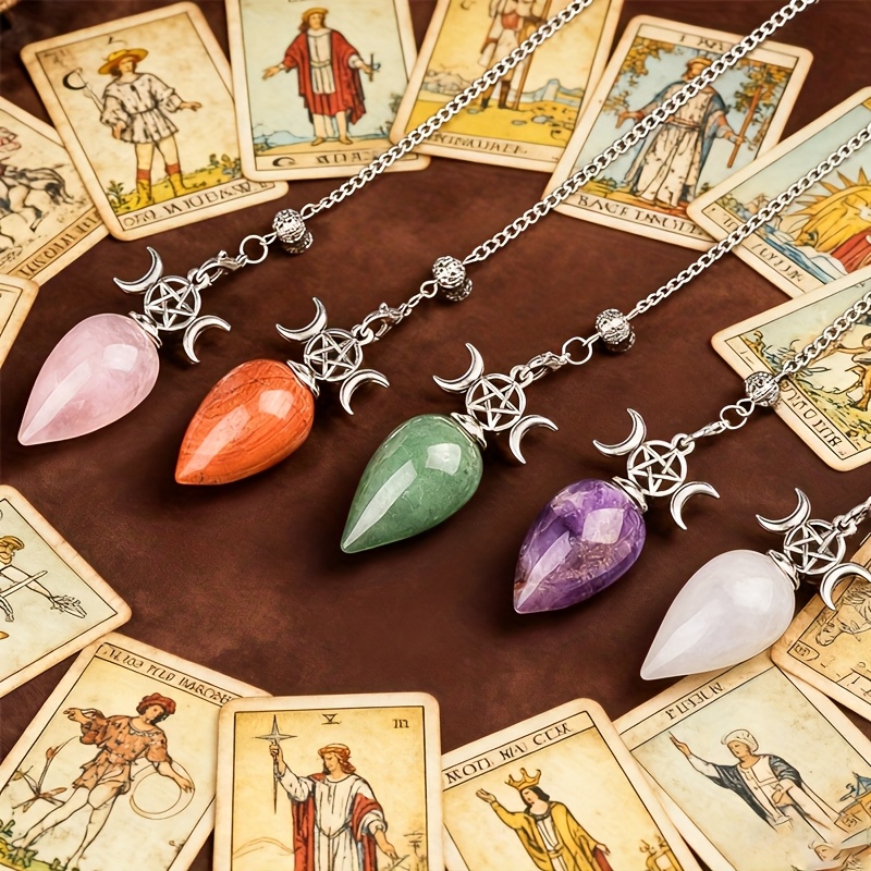 5pcs Three-Phase Moon Waterdrop Crystal Pendulum Set
