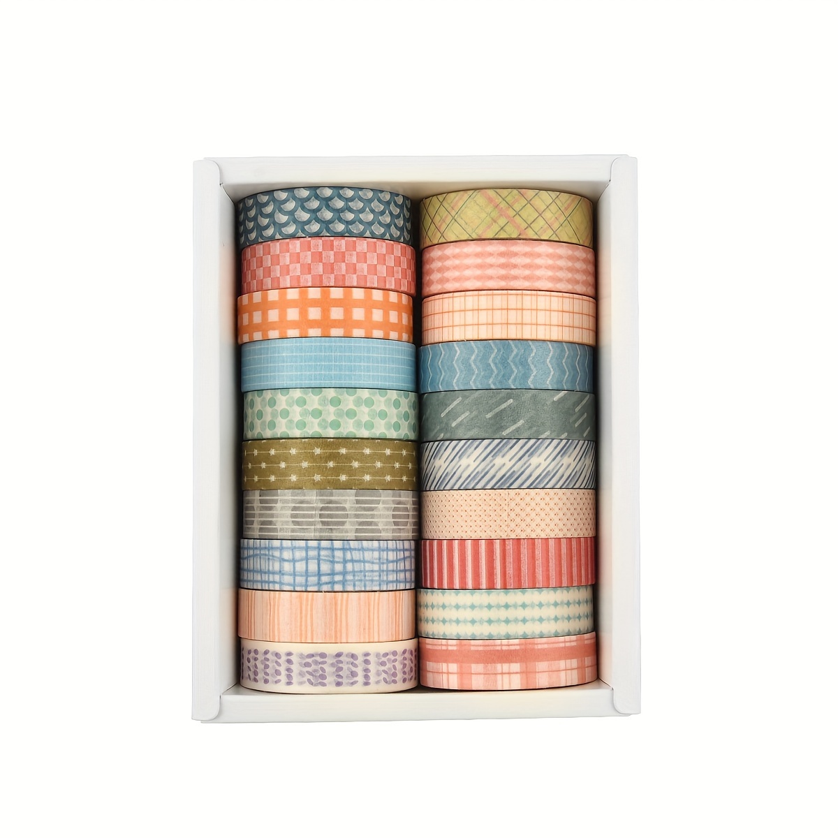 E-shop 20 Rollen Dekoratives Washi Tape Set, Nicht-wasserdicht, Verschiedene Muster für DIY-Basteln, Scrapbooking, Planer, Geschenkverpackungen und