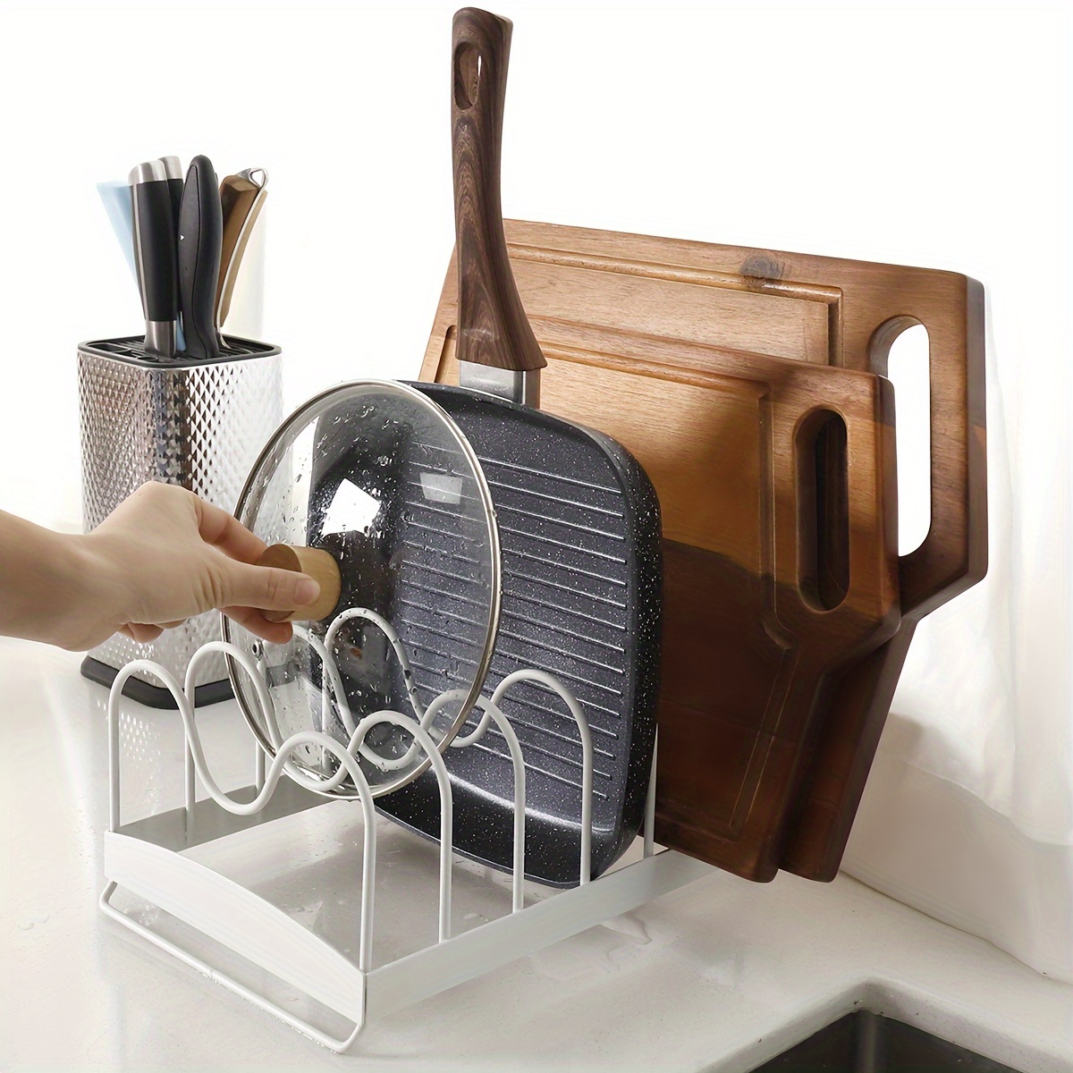 Set Di Scaffali Da Cucina 2/4 Pezzi, Supporto Per Coperchio Di Pentola Da  Parete, Supporto Portataglio Sotto Il Mobile, Porta Piatti, Ripiano Di  Archiviazione Multifunzionale, Accessori Da Cucina