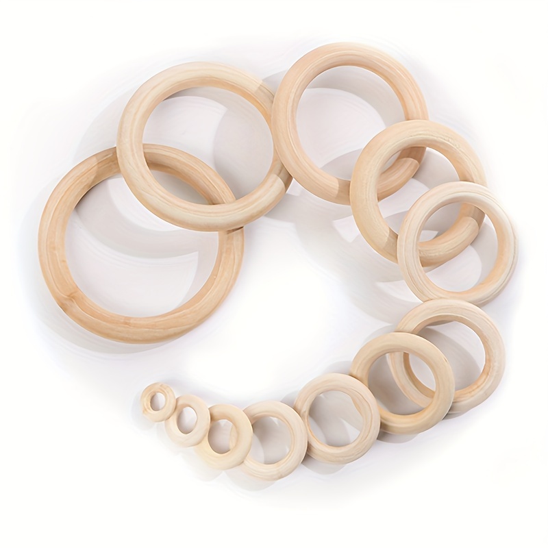 

100/40/30/20/5 Pcs, Wooden Ring Shape Beads, 15-80mm Log Color Wood Rings, Wooden Rings, Curtains, Bags, Wooden Buckles