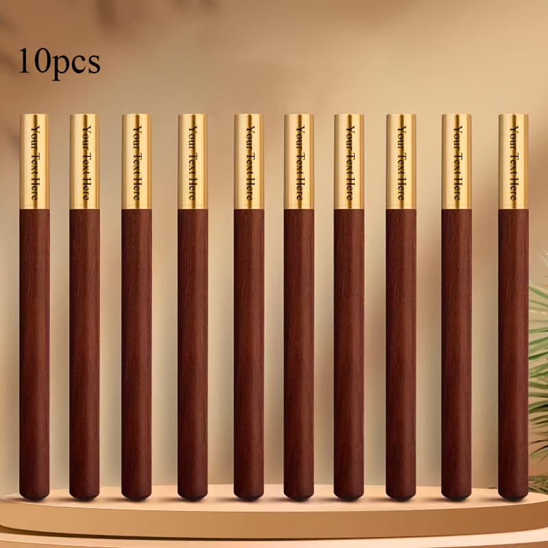 TEMU 10pens Signature Pens Ballpoint Pens 0.38 Pens Fine Tip Metal Neutral Pens Japanese Pens Fine Tip Roller Black Pens Wooden Writing Pens Wooden