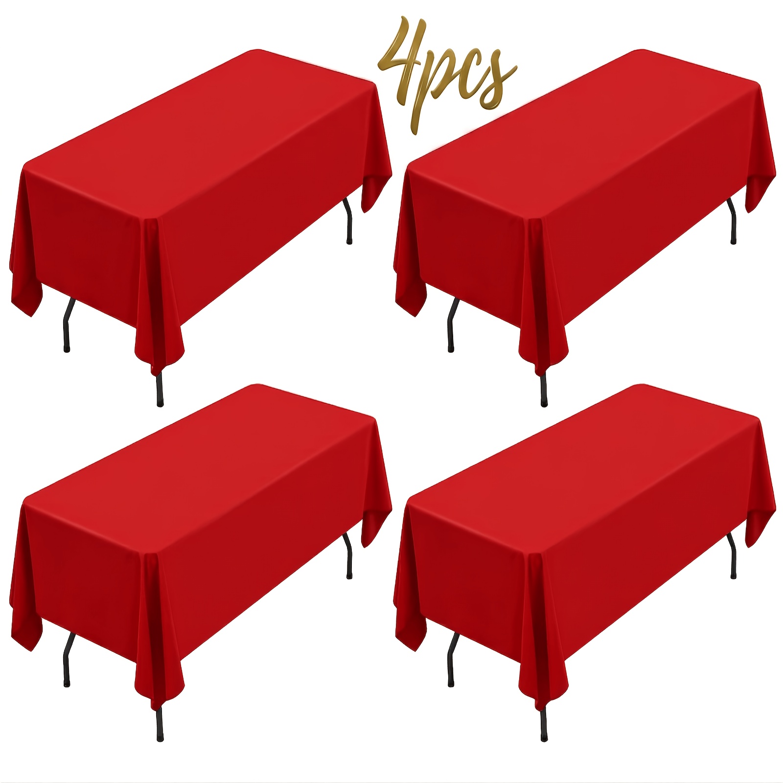 Pack Of 4 Polyester Tablecloths, 60 X 102 Inches (153 Cm), For 6-foot Rectangular Tables, Washable, Tablecloths For Wedding Reception Use