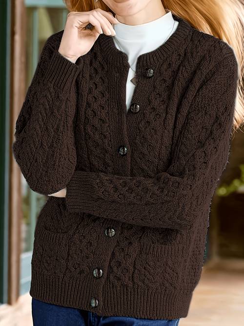 plus size plus size womens casual cardigan sweater comfortable long sleeves geometric pattern round neck button details fall winter autumn wardrobe casual fit sweater textured sweater sweater