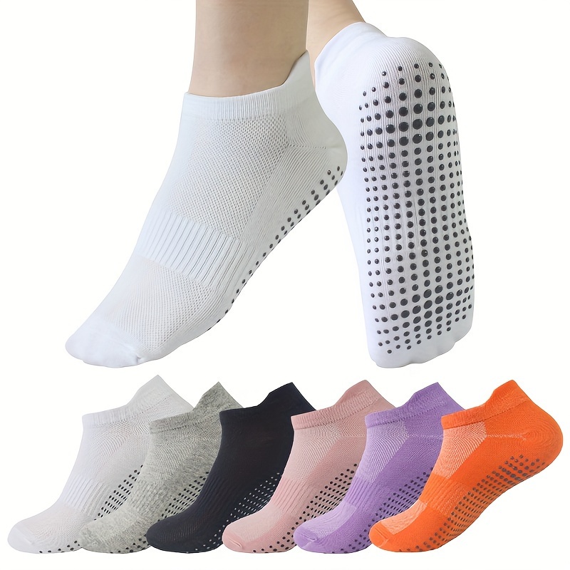 

6 Pairs Of Women's Non-slip Yoga Socks Sweat Absorbent And Breathable Sports Socks Suitable For Pilates Dancing And Fitness