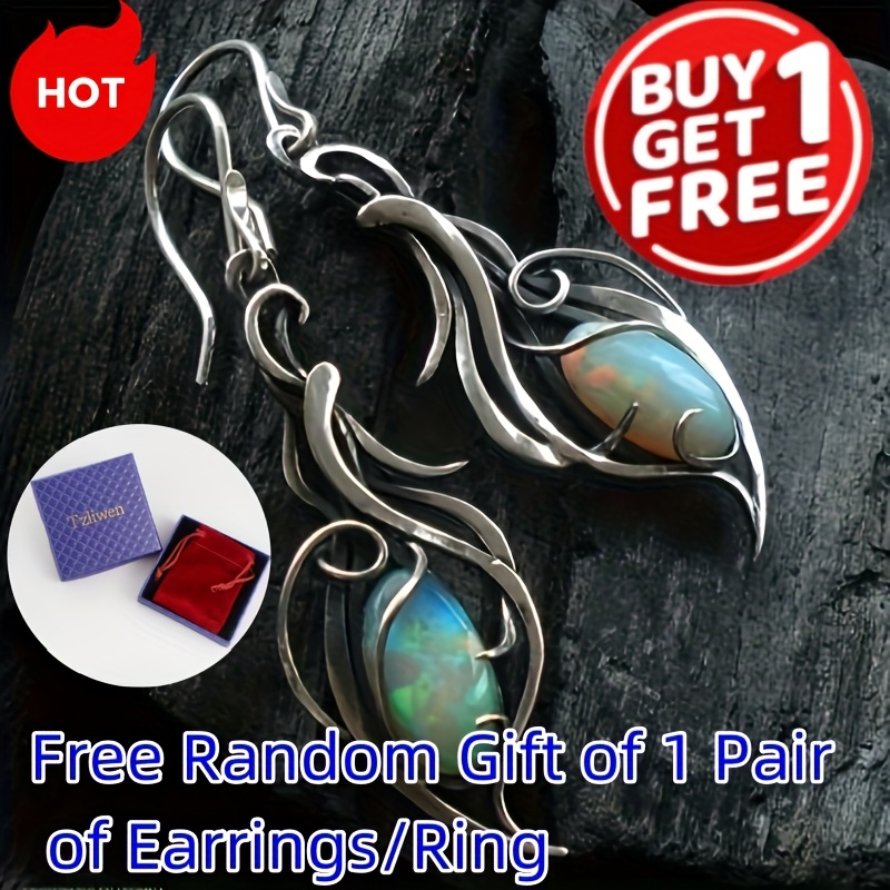 

Bohemian Dangle Earrings Silver Plated Retro Inlaid Gemstone Daily Outfits Party Accessories Casual Dating Decor