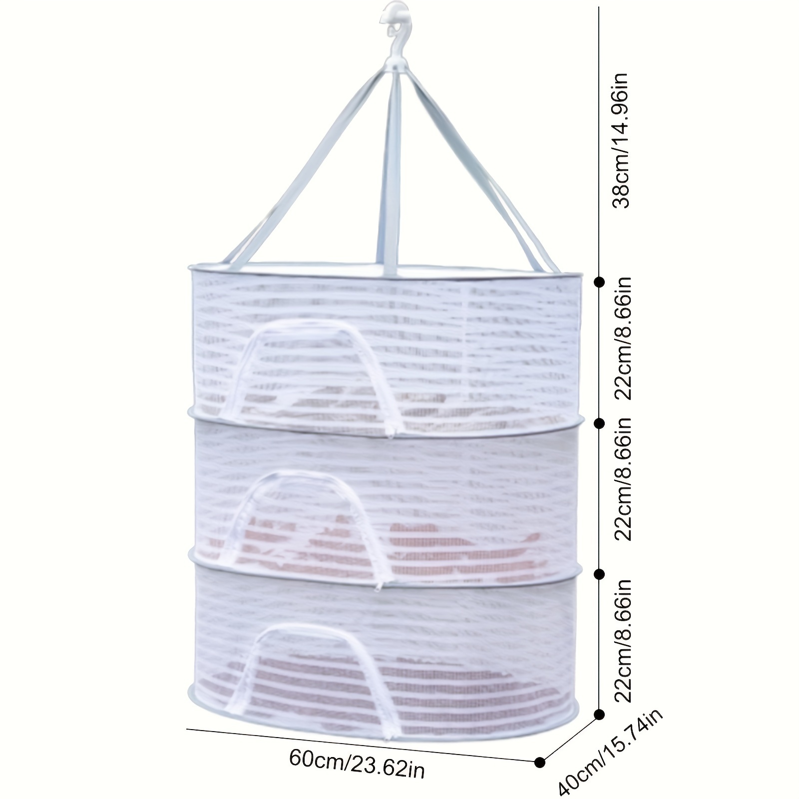 versatile 1 3 layer hanging mesh dryer with zipper foldable outdoor drying rack for herbs fruits vegetables fish clothes details 2