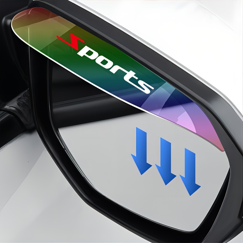 2pcs Flexible PVC Rearview Mirror Rain Curtain And Rainproof Blade, Seven Color Transparent Car Back Rain Eyebrow Cover, Sports Car Accessories