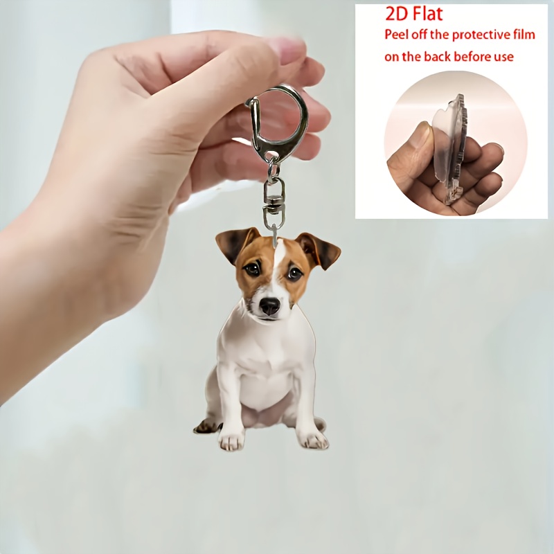 TEMU 2d Flat, 2d Flat Cute Terrier Keychain - Flat 2d , Compact And Easy To Clip, Perfect Gift For Pet Lovers For Birthdays, Christmas, Valentine's