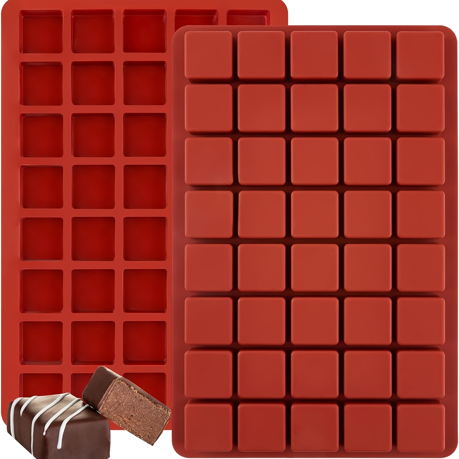 

1pc/2pcs- Square Silicone Molds For Chocolate, , , Jelly, , Brownie, Butter, Ice Cube Tray