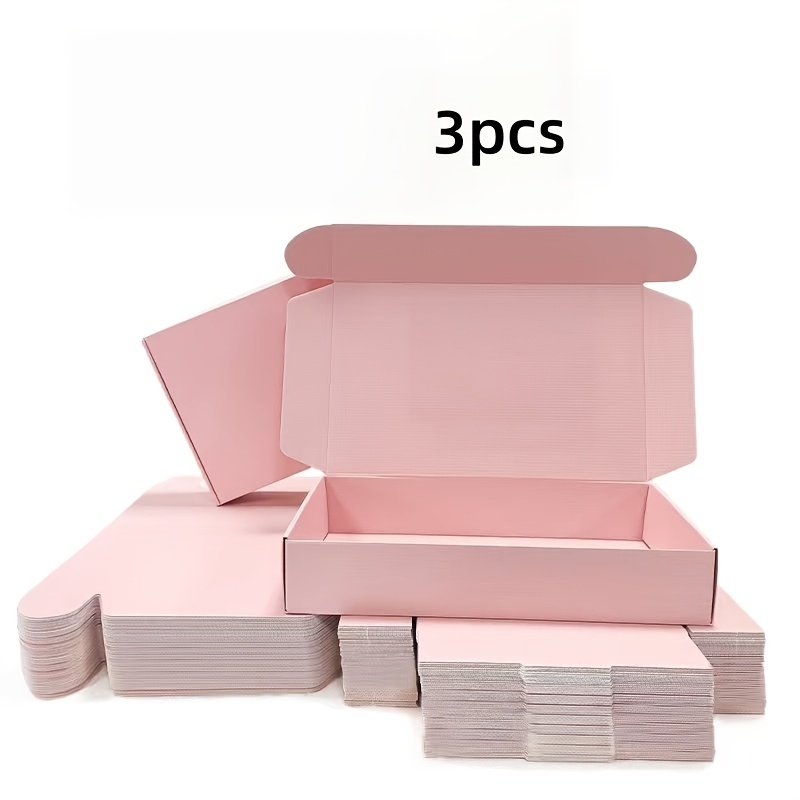 TEMU 3 Pack Corrugated Mailer Shipping Boxes 10.6x6.5x2in, Black White Pink Brown Foldable Cardboard Gift Packaging Boxes For Small Merchandise