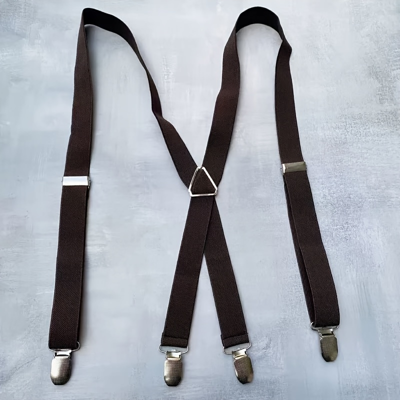 TEMU Unisex Adjustable Suspenders With 4 Strong Buckles - Elastic X-shaped Panty Holder, Suitable For Trousers And Trousers - Suitable For Formal