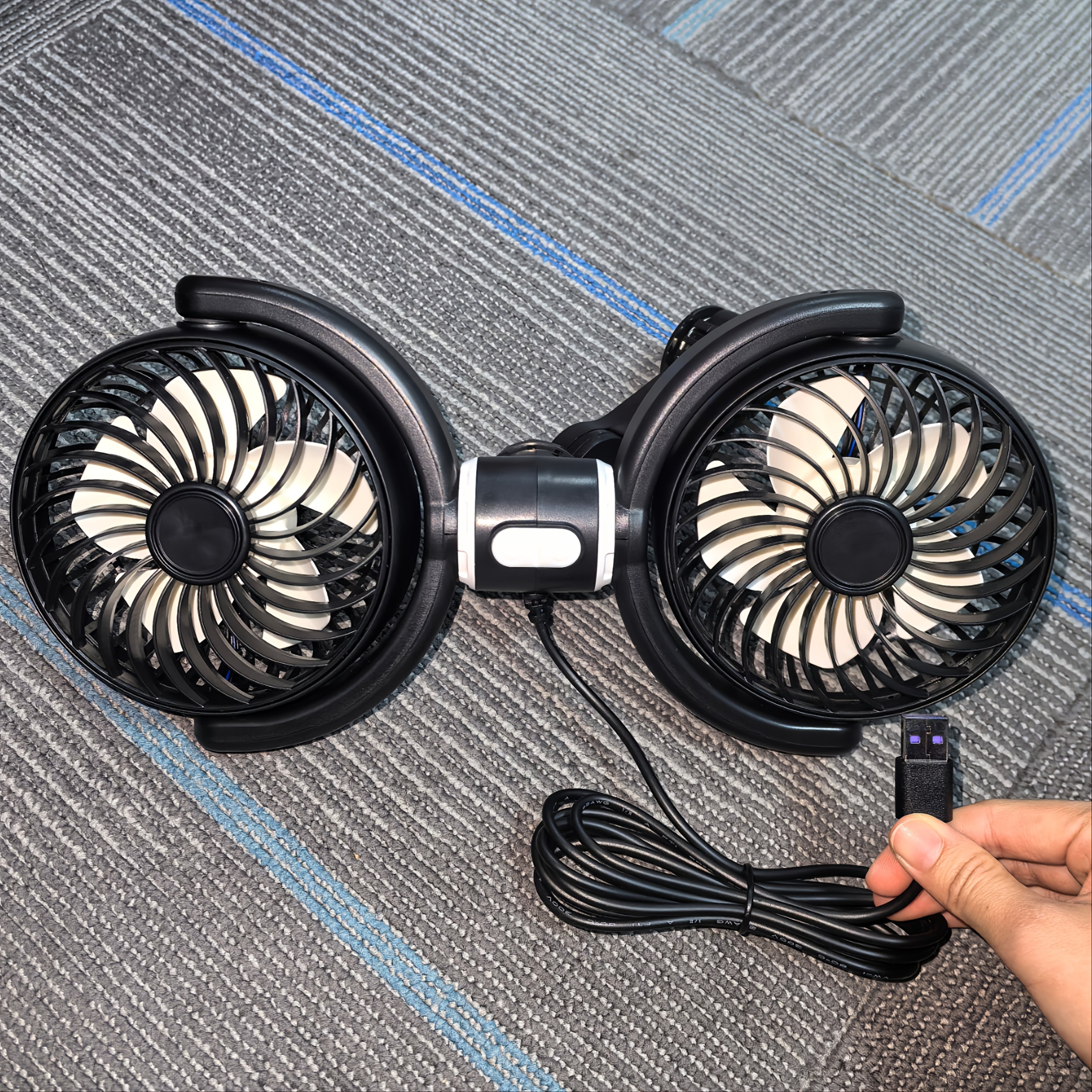 Car Fan, Dual-head Car Ventilator, High Airflow Rear Seat Fan With Adjustable And Multi-angle Rotation For Power