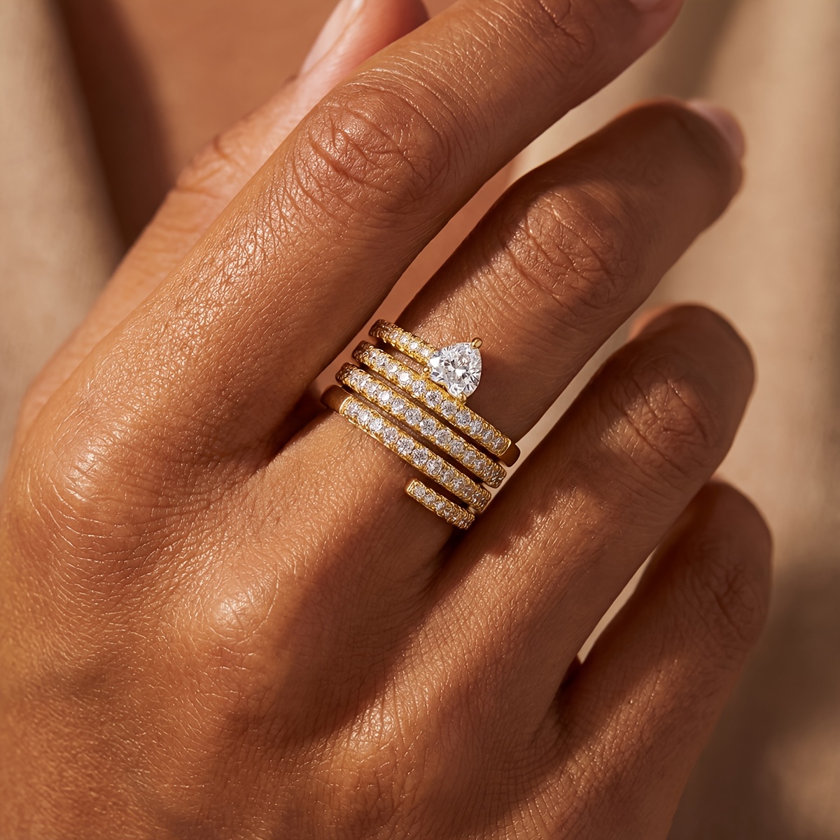Women's Multi-Layer Heart Shaped Decorative Ring