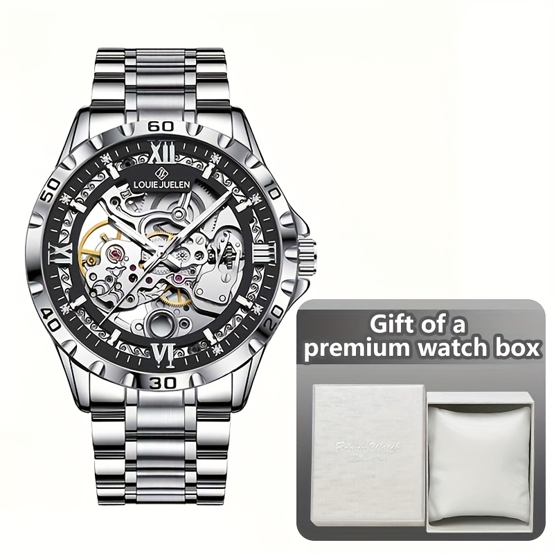 Image of Men's Watch Full Automatic Mechanical Watch Male Student Business Brand Watch Hollow Flywheel Cross-border Men's Mechanical Watch, Without Battery