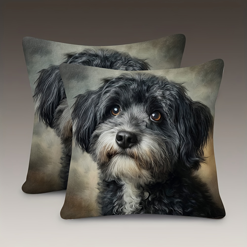 TEMU 2 stuks Retro Havanese Hond Kussenslopen Dubbelzijdige Zachte Hoezen met Rits, Schattig Havanese Ras Geschikt voor , Stoelen, Bedden, Auto's -