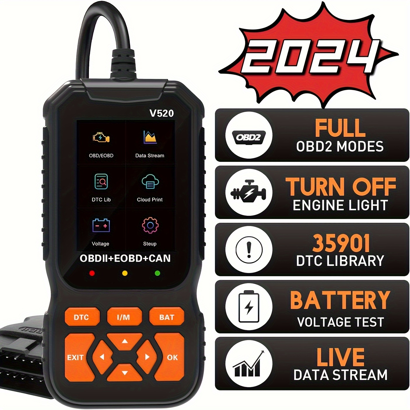 OBD2 Scanner Diagnostic Tool, Car Code Reader with Live Data/Freeze  Frame/I/M Readiness, YA206 Diagnostic Scan Tool for OBDII Protocol