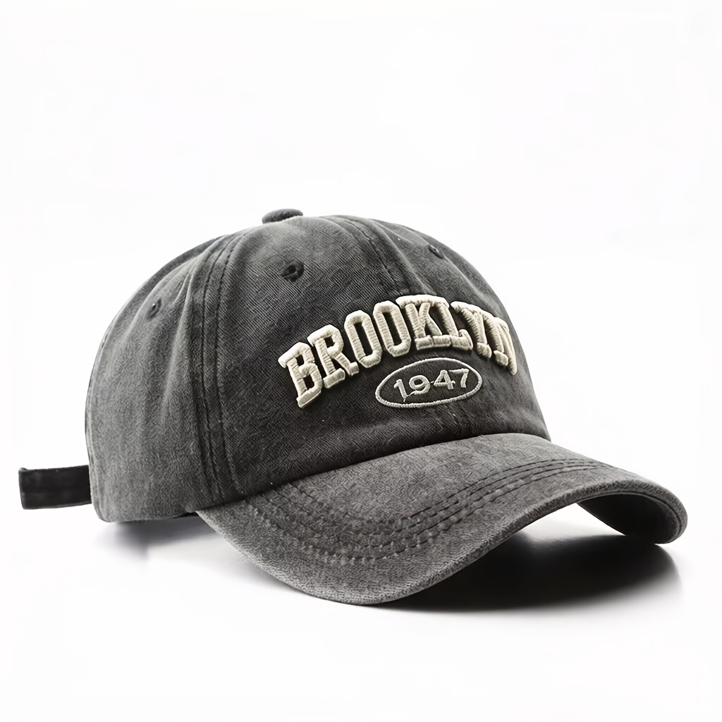 TEMU Casquette de baseball vintage délavée pour homme avec broderie "BROOKLYN", disponible en plusieurs couleurs, chapeau de soleil de voyage air