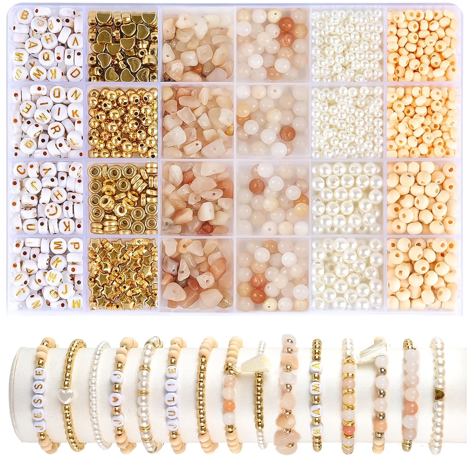 Image of Jewelry Making Kit With Approximately 1560 Beads - Making Set - Suitable For Handmade Diy Bracelets, Necklaces, Earrings, Phone Charms, And Other Craft Materials - Creative Handmade Design For Adults