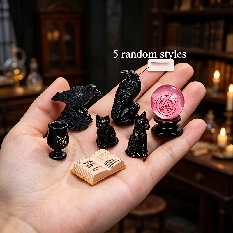 TEMU Mini coffret Noire Style Aléatoire - Magique, Coupe Magique et Livre de Miniatures à l'Échelle 1:12, Parfait pour la Décoration de Maison de