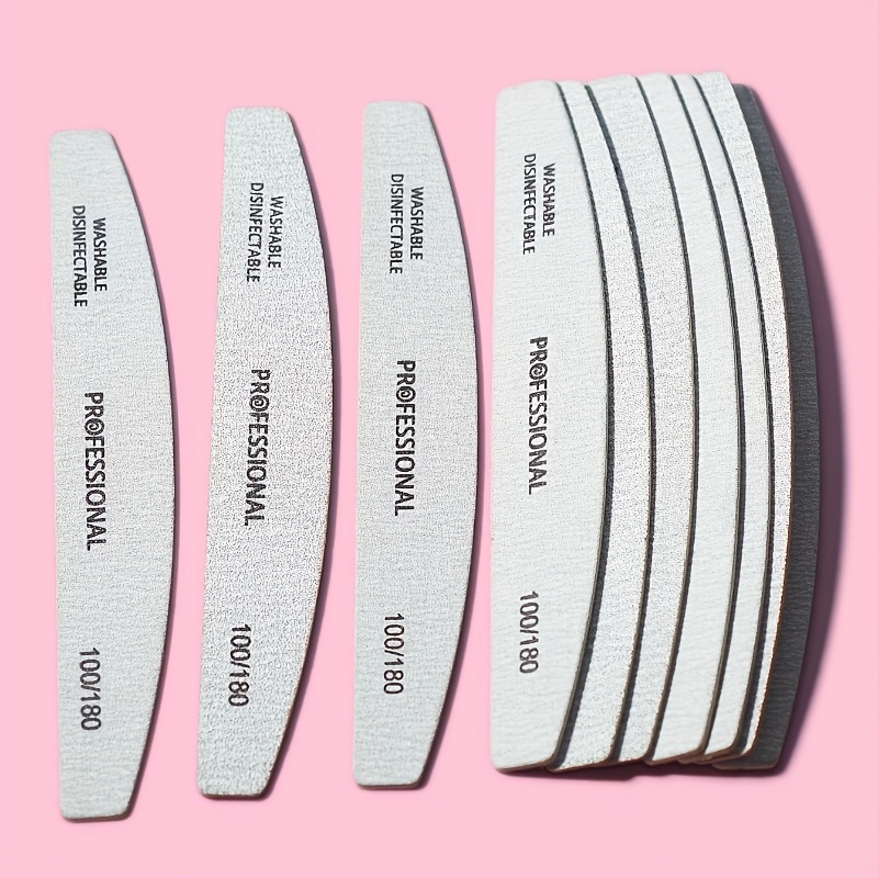 10pcs Half For Nail File Strips, Washable And Disinfectable, Double Sided Polishing Tool For Nail Salon