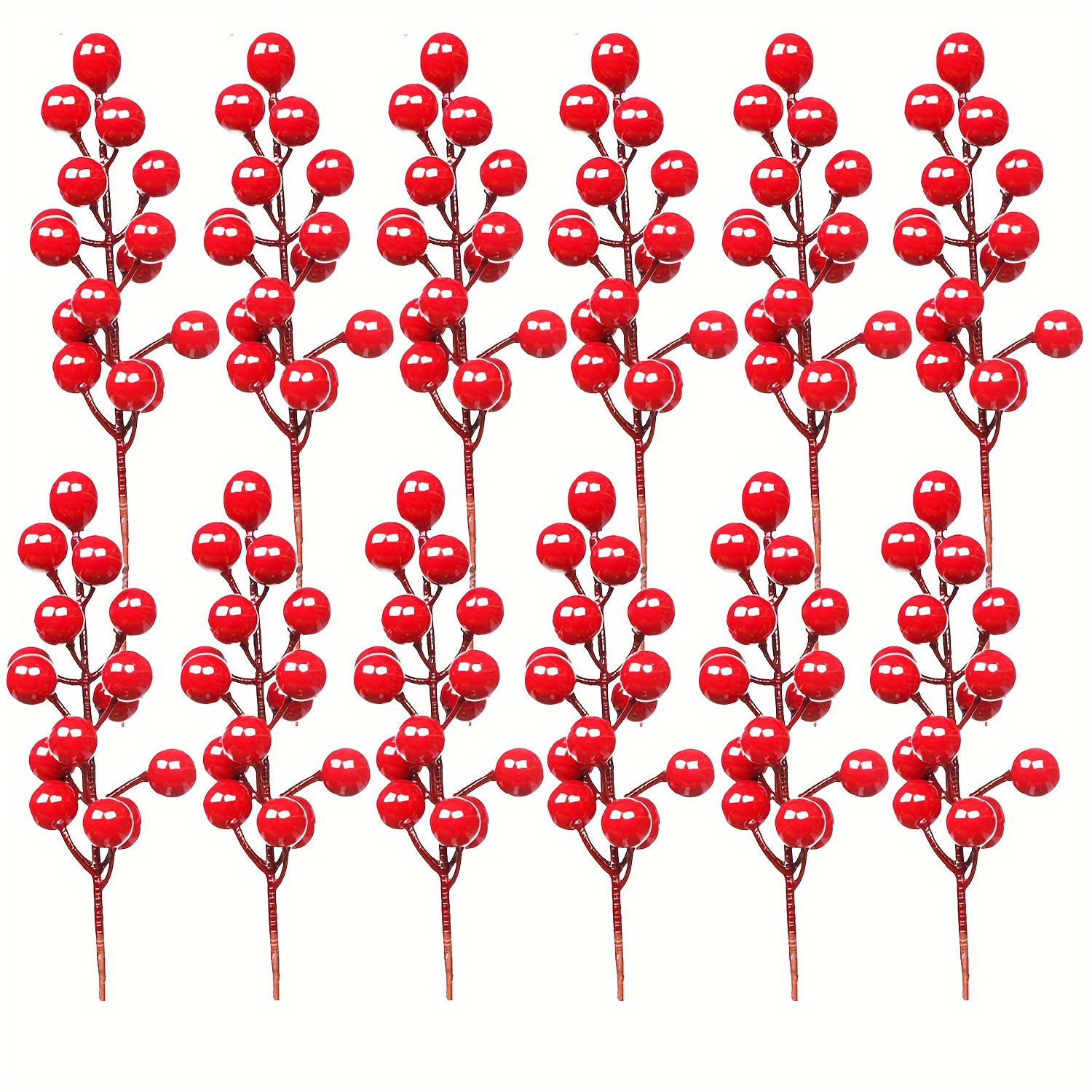 

12 Pack Christmas Berry Artificial Flowers - Plastic Stems For & Wedding Decor, Bouquet Filler, Mini Wreath, Vase Enhancements, Christmas Berry Decor Without Container